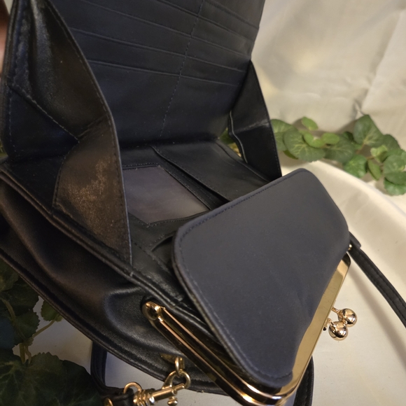 Trendy Blue Kiss Lock Wallet Crossbody Purse Gold Frame Clutch Shoulder Bag - Picture 16 of 16